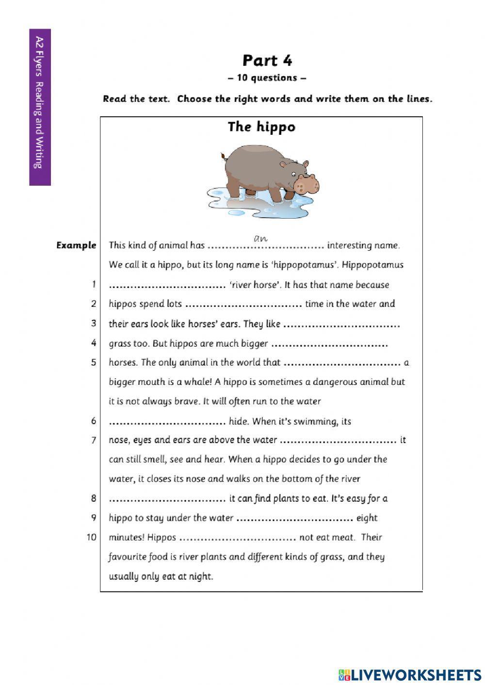 Flyers a2 reading and writing