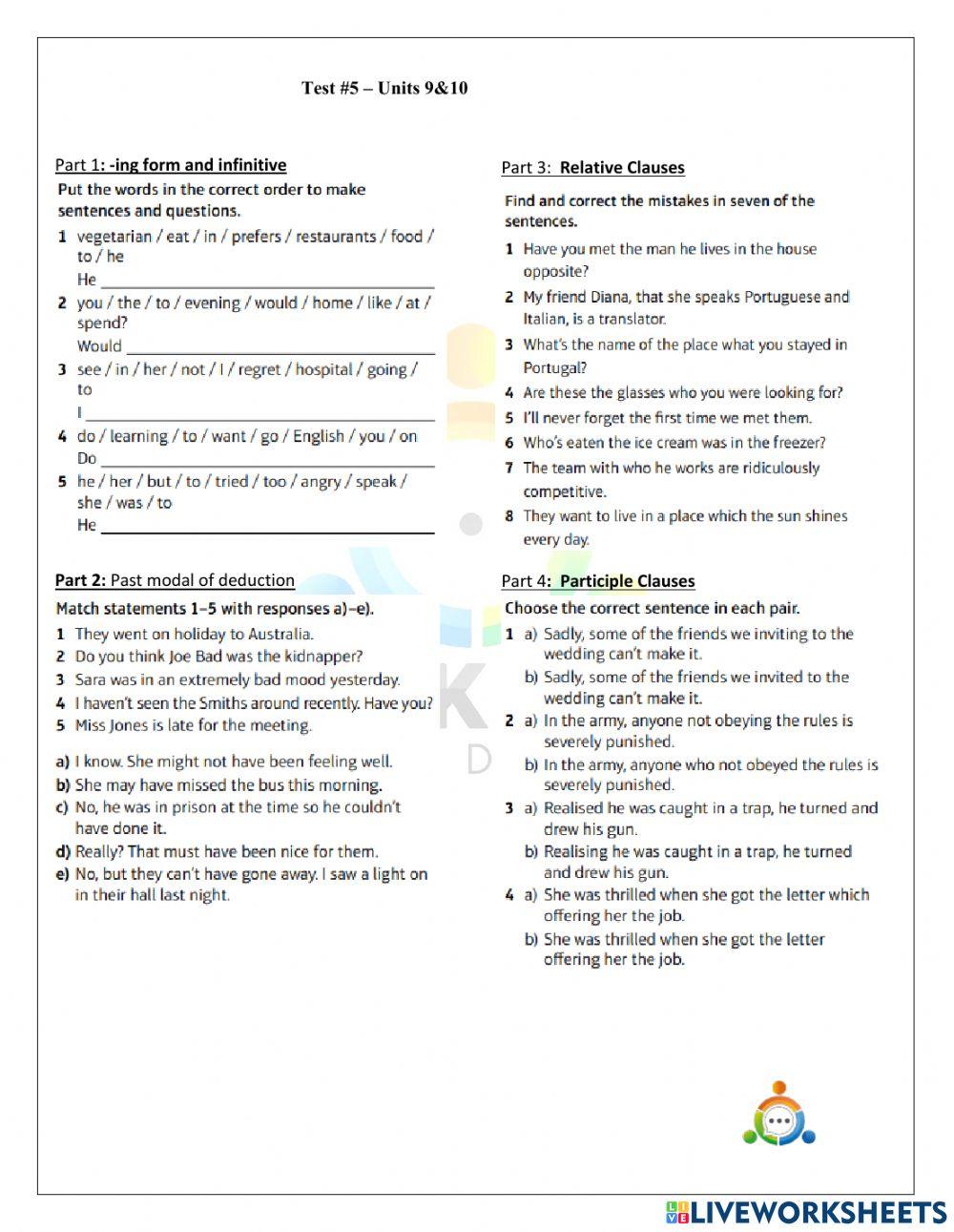 Upper-Intermediate Test - 5 2229217 | Speak It Up Academy