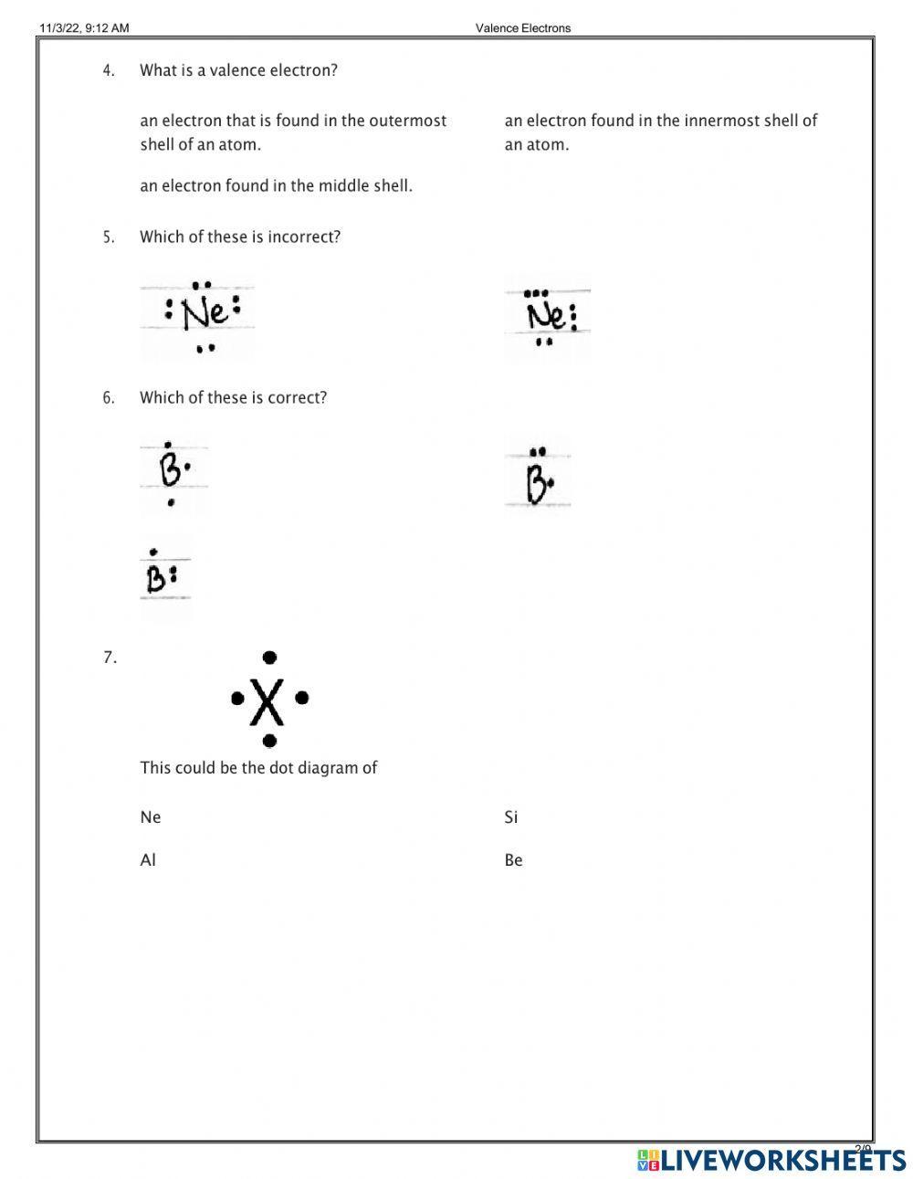 2199060 Valence Electrons kh LiveWorksheets