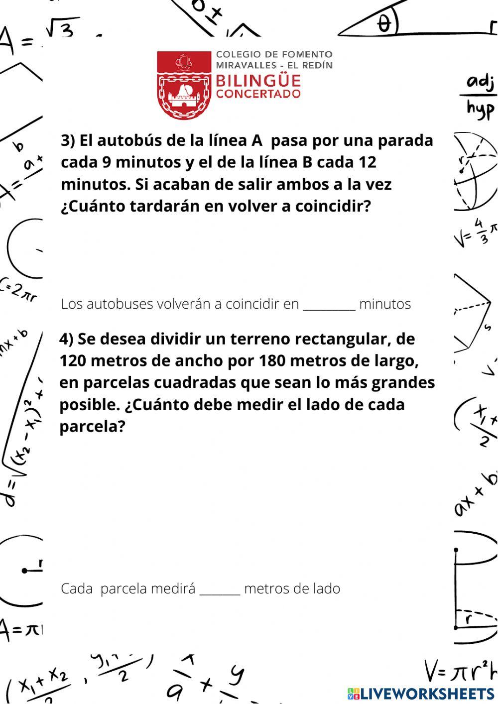 Maximo divisor y minimo comun multiplo-Sexto