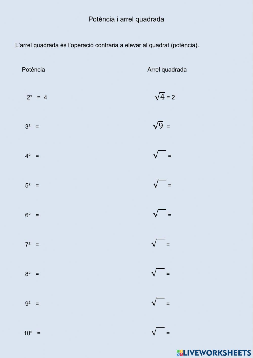 Potencia-arrel quadrada