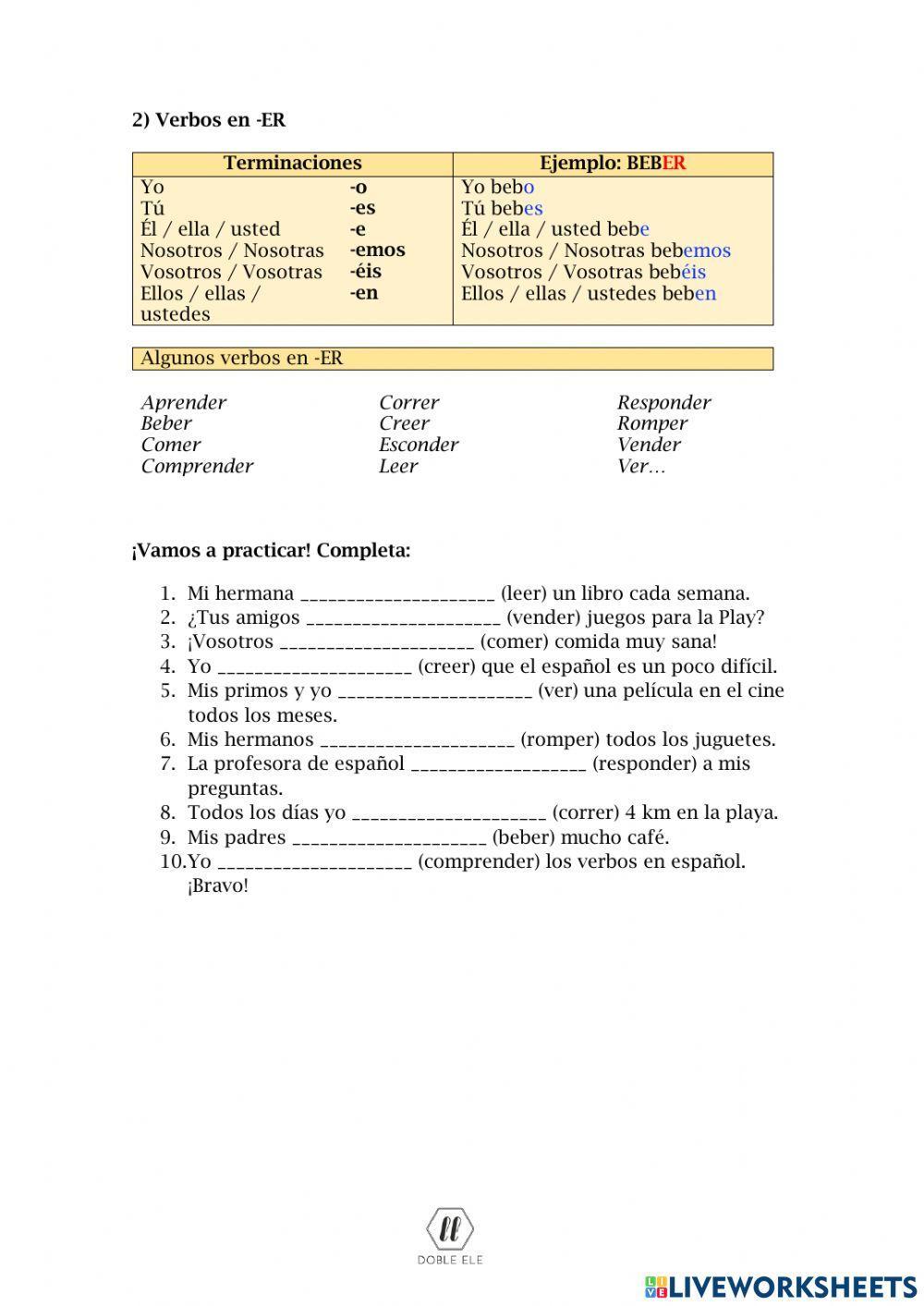 ELE A1.1 Presente de los verbos regulares