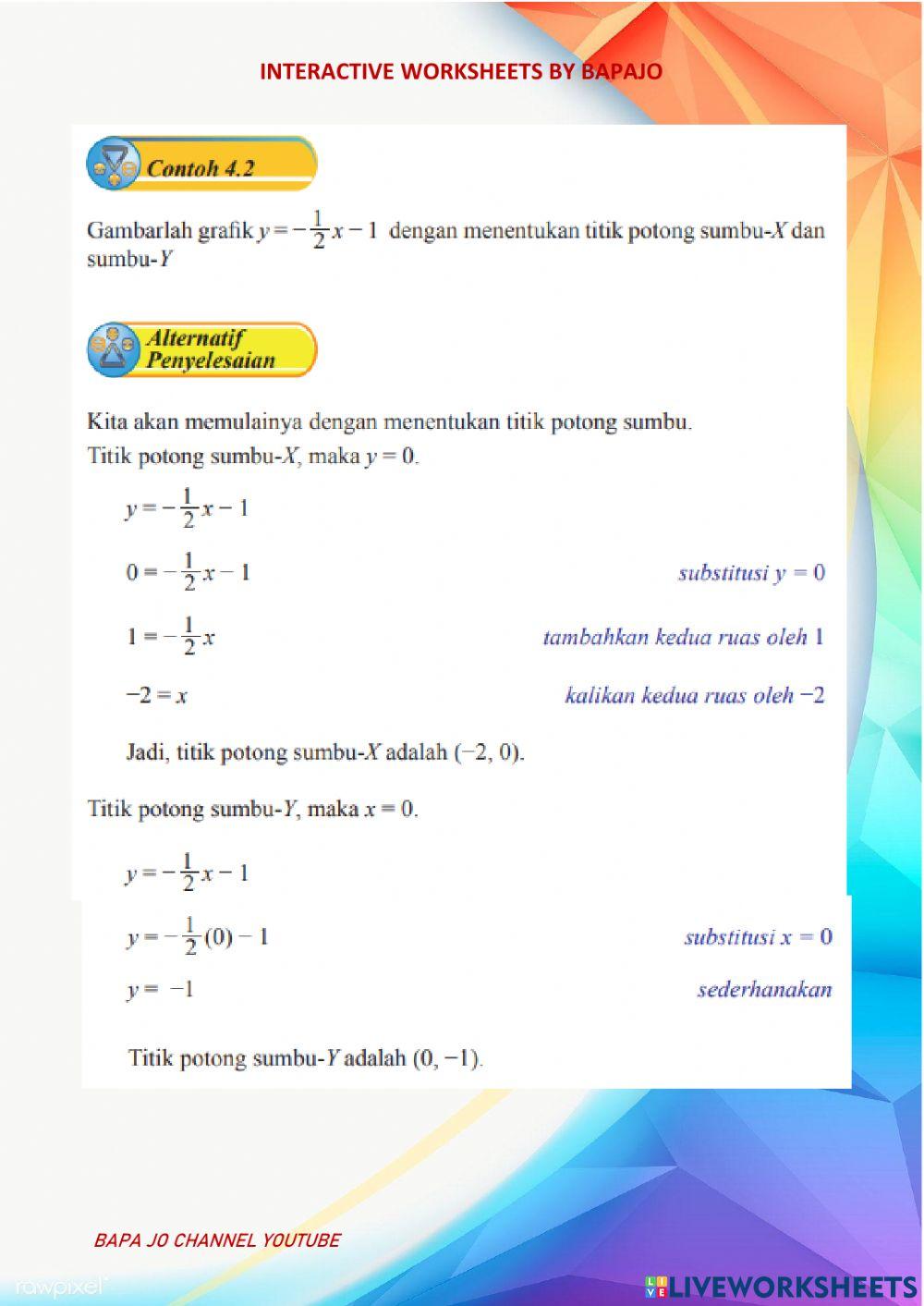 Menggambar Persamaan Garis Lurus