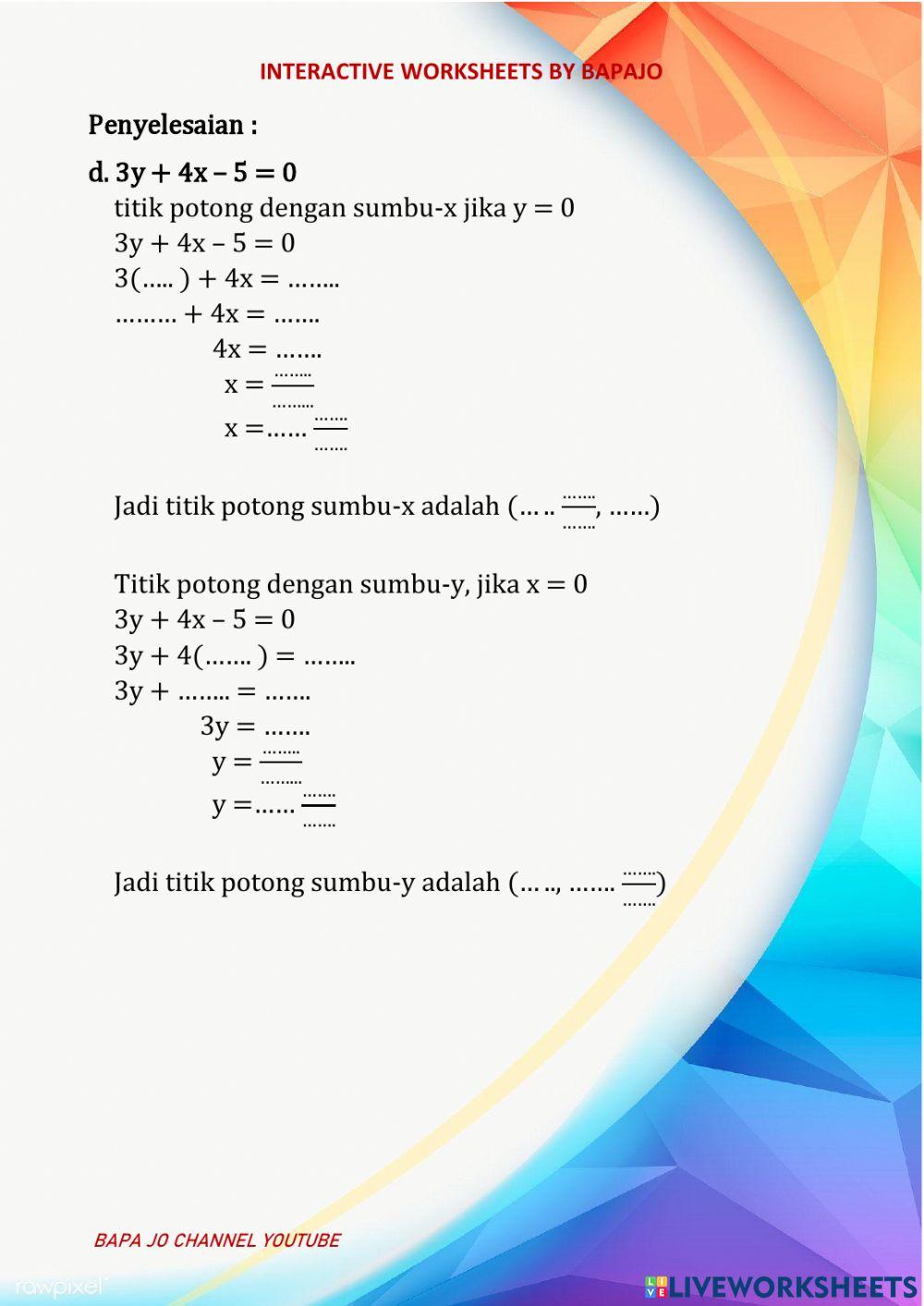 Menggambar Persamaan Garis Lurus