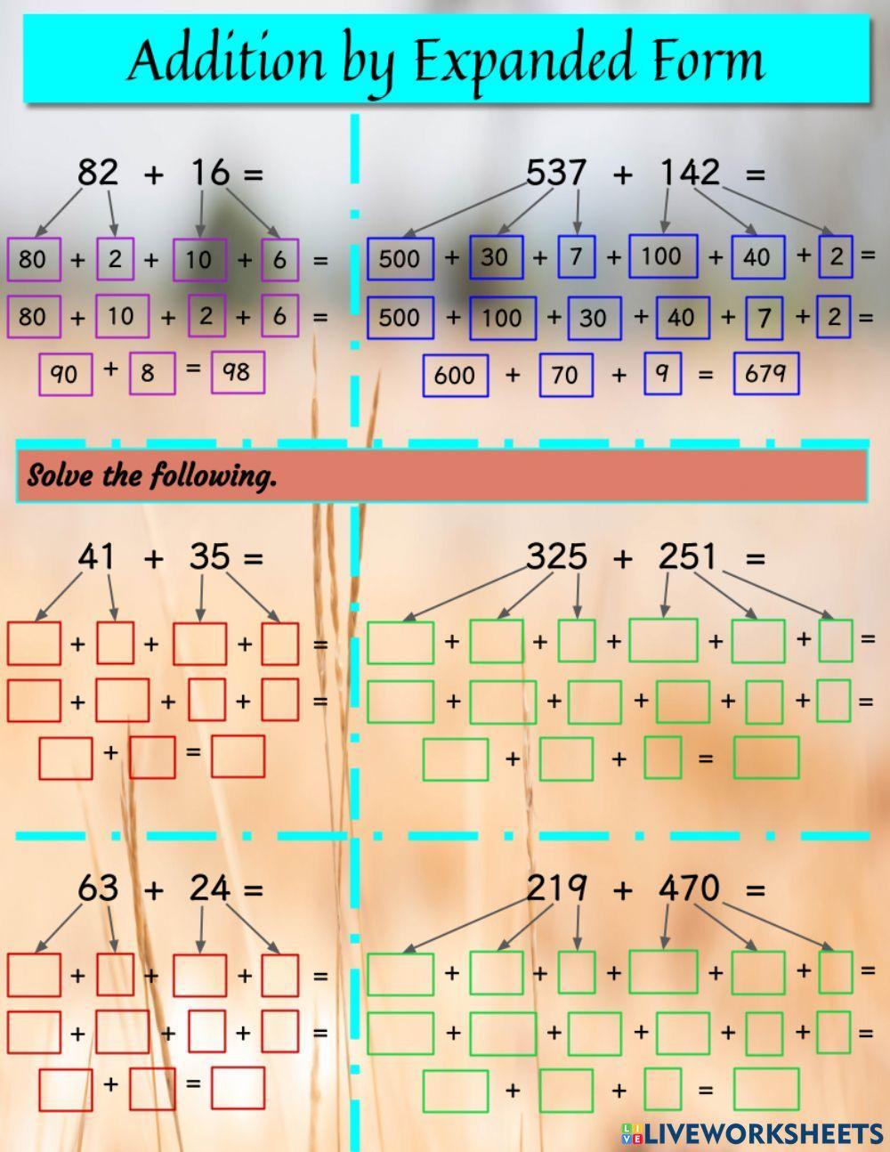 Addition by Expanded Form Addition by Expanded Form