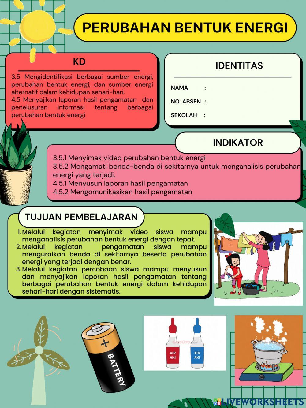 E-lkpd perubahan bentuk energi KELAS 4