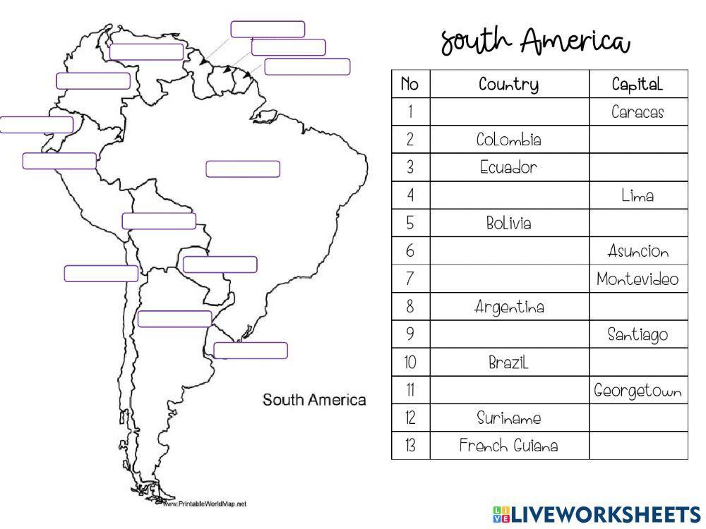 South America: Countries and  Capitals