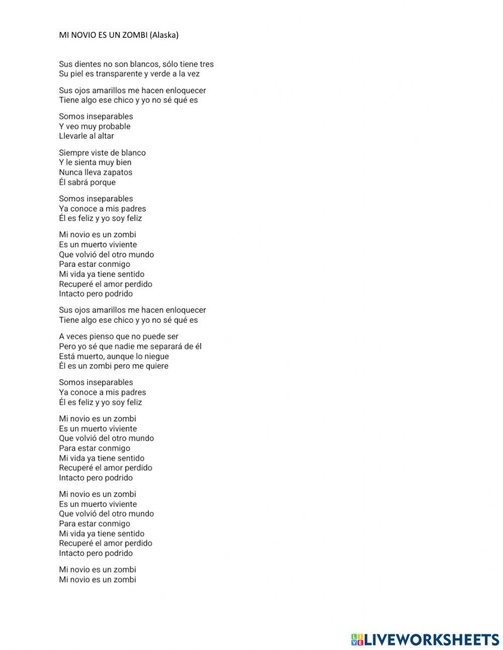 Canción: Mi novio es un Zombi (Alaska)