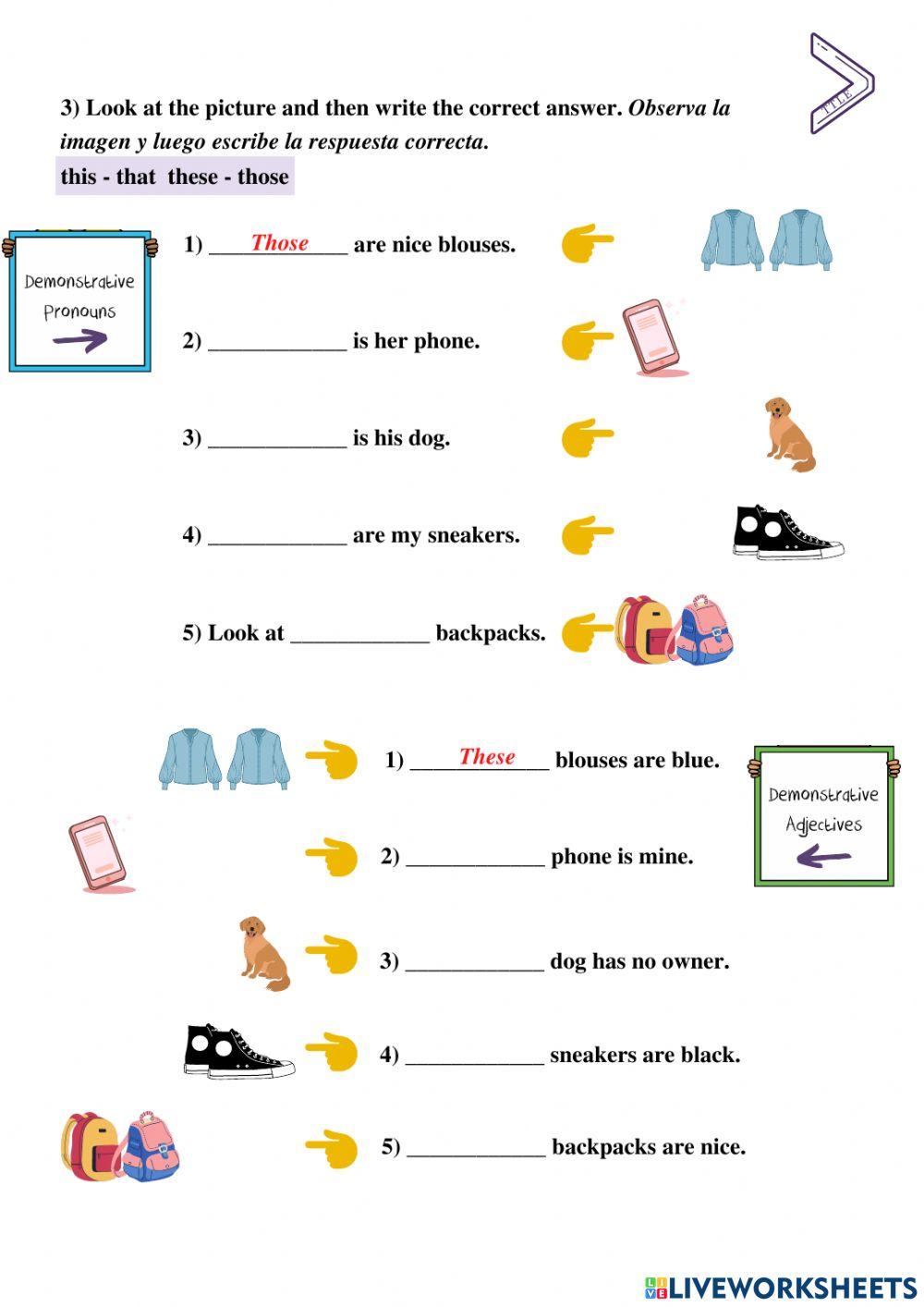 Possessive Pronouns - Demonstrative Adjectives - Pronouns.