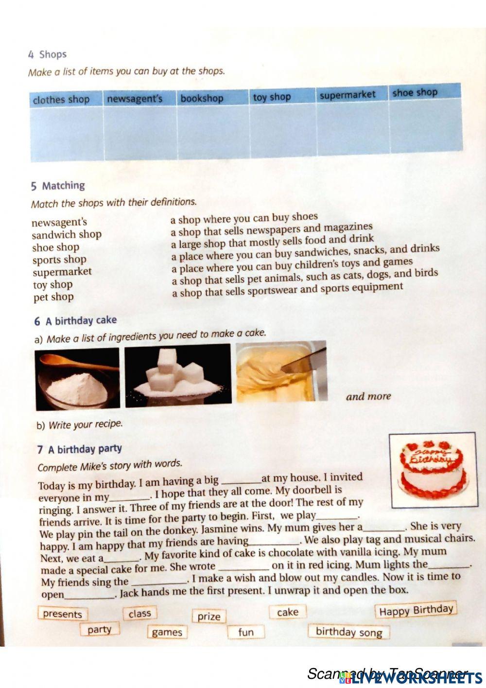 Shopping. Birthday party