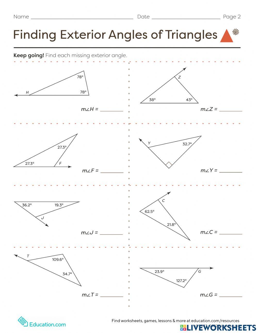 Triangles: Exterior Angles Theorem