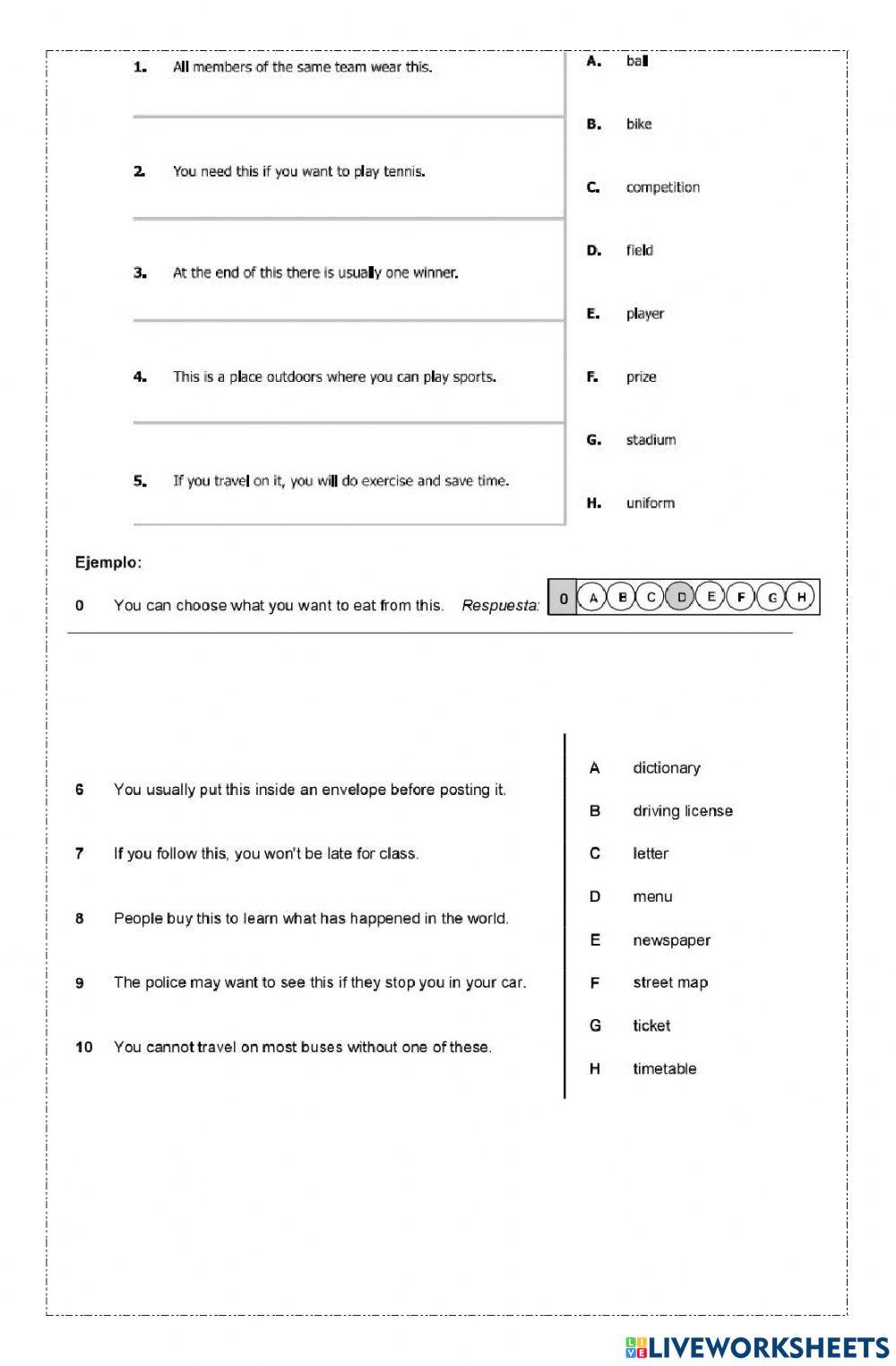 Quiz English lab - vocabulary