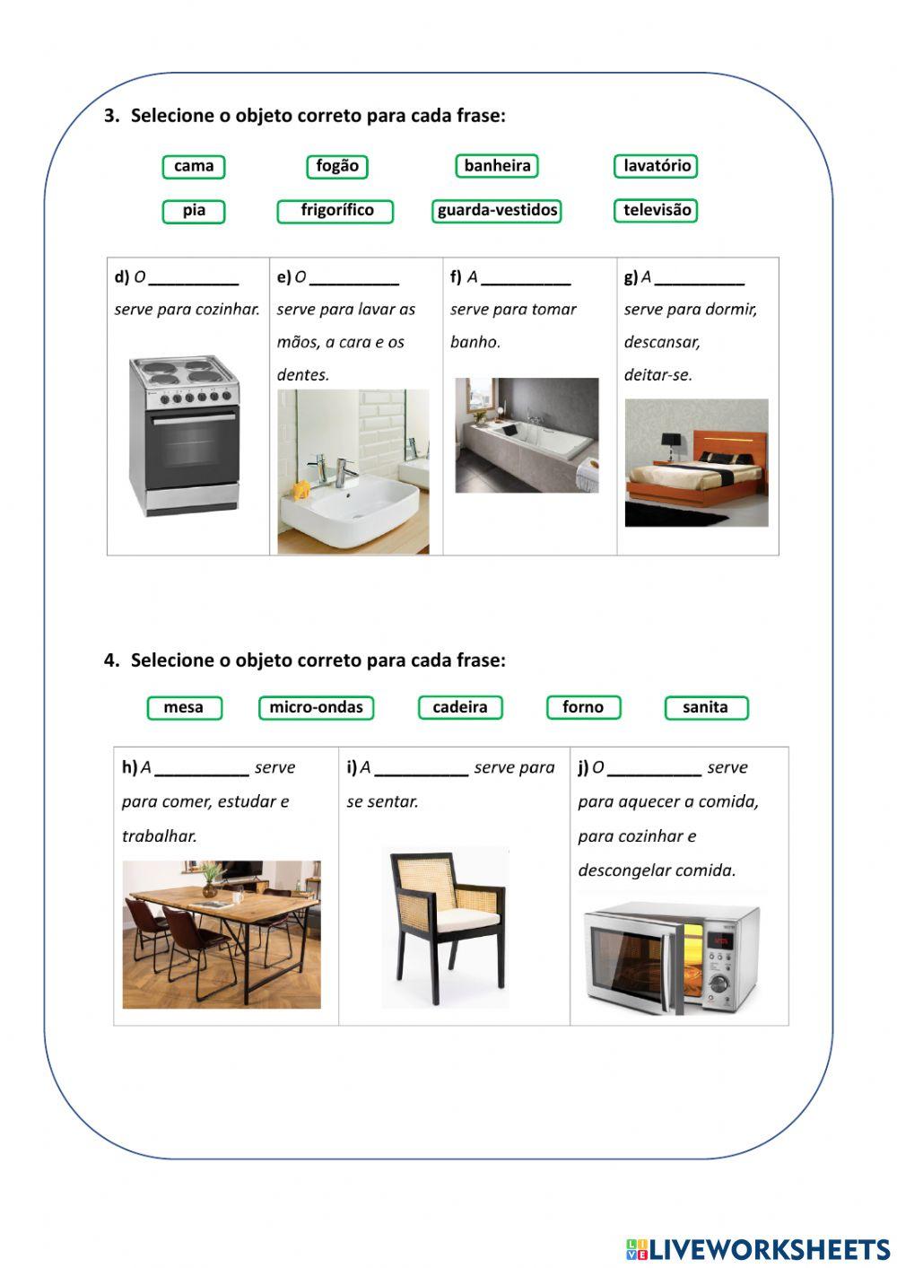 Divisões e objetos da casa