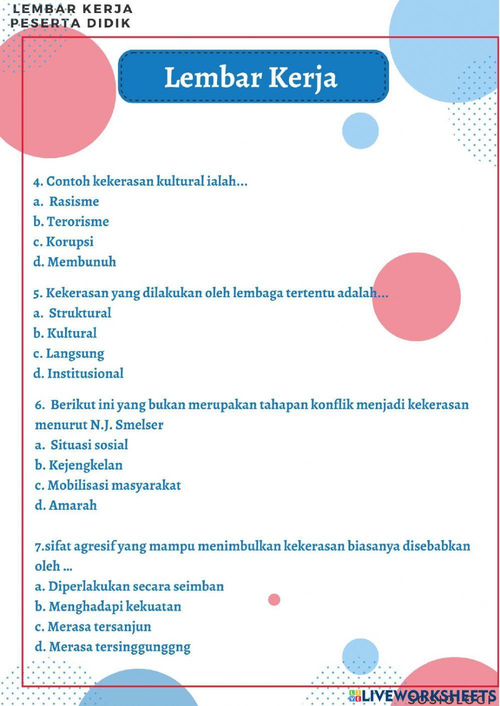 LKPD Sosiologi materi konflik sosial dan kekerasan