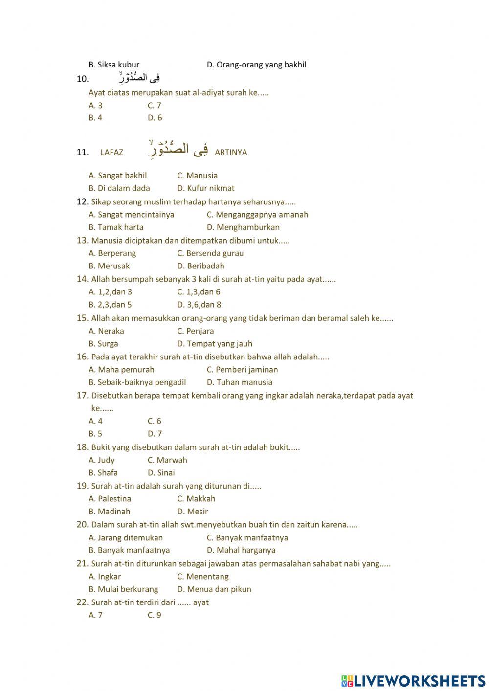 Soal pas alquran hadis
