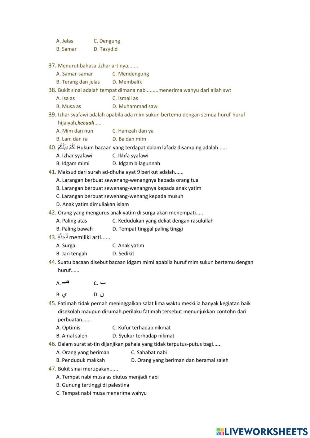 Soal pas alquran hadis