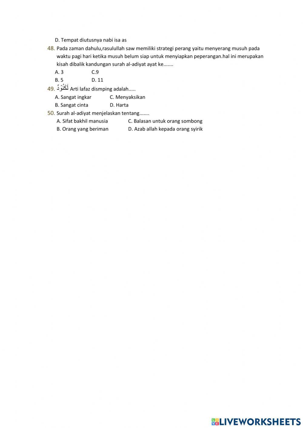 Soal pas alquran hadis