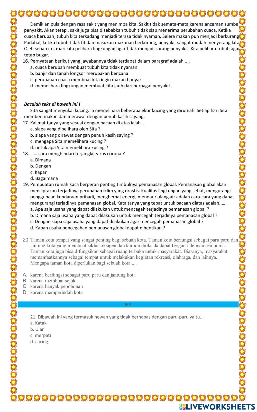 Penilaian akhir semester 1 tema 2