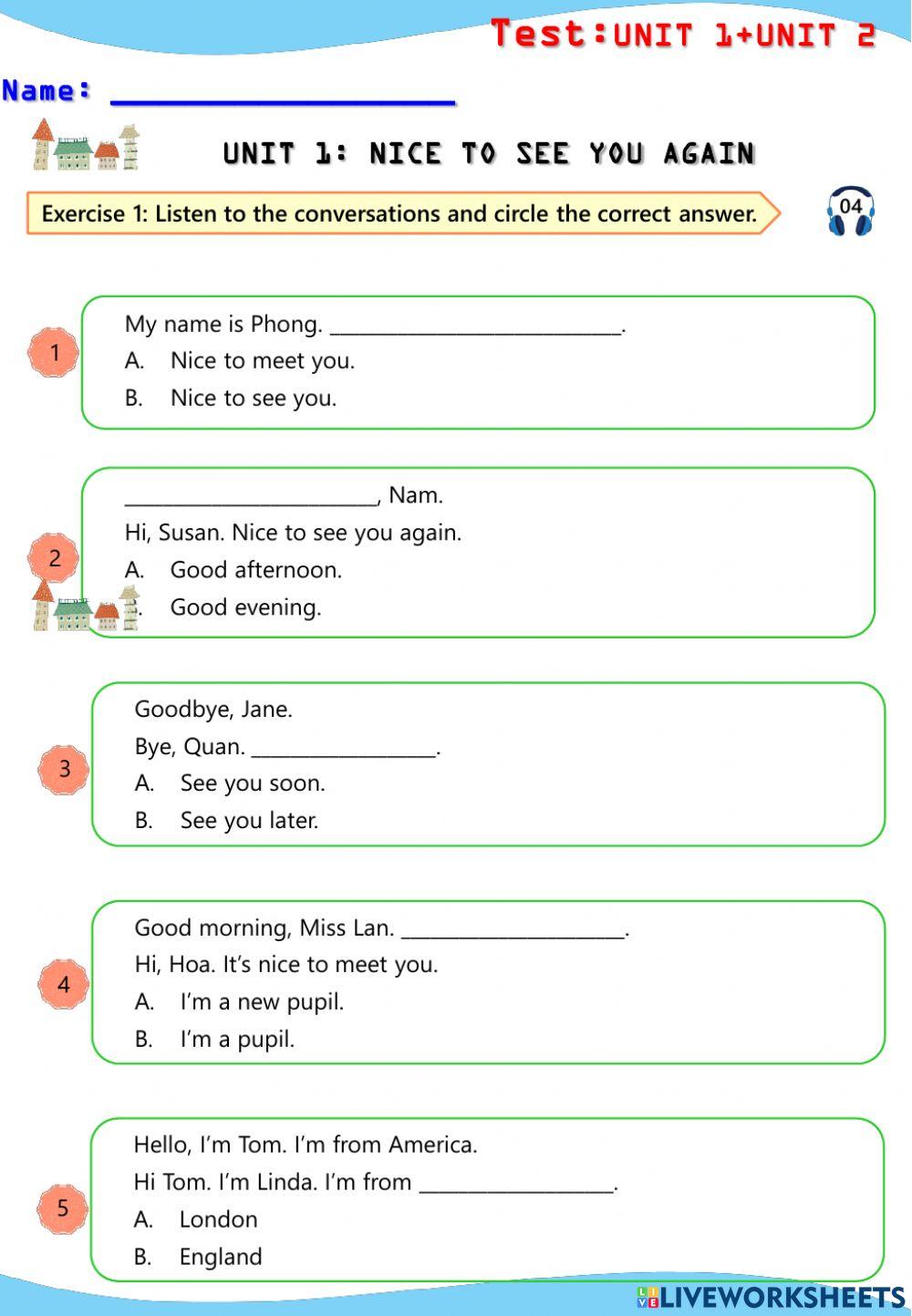 Test (u1 +u2) english 4