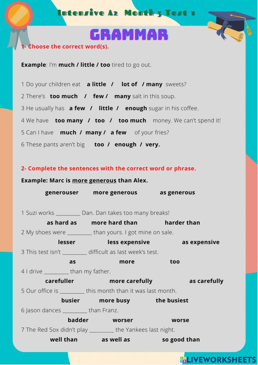 INTENSIVE A2 MONTH 3 TEST 1