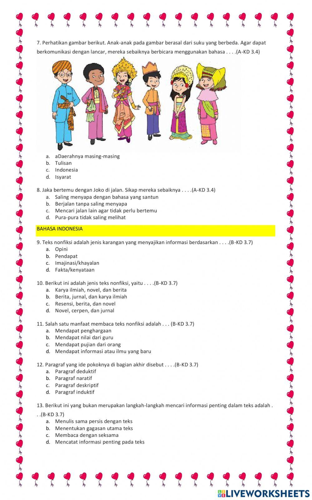 Penilaian akhir semester tematik tema 5