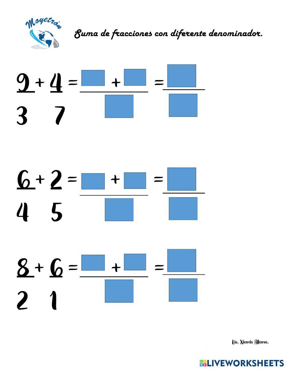 Suma y resta de fracciones