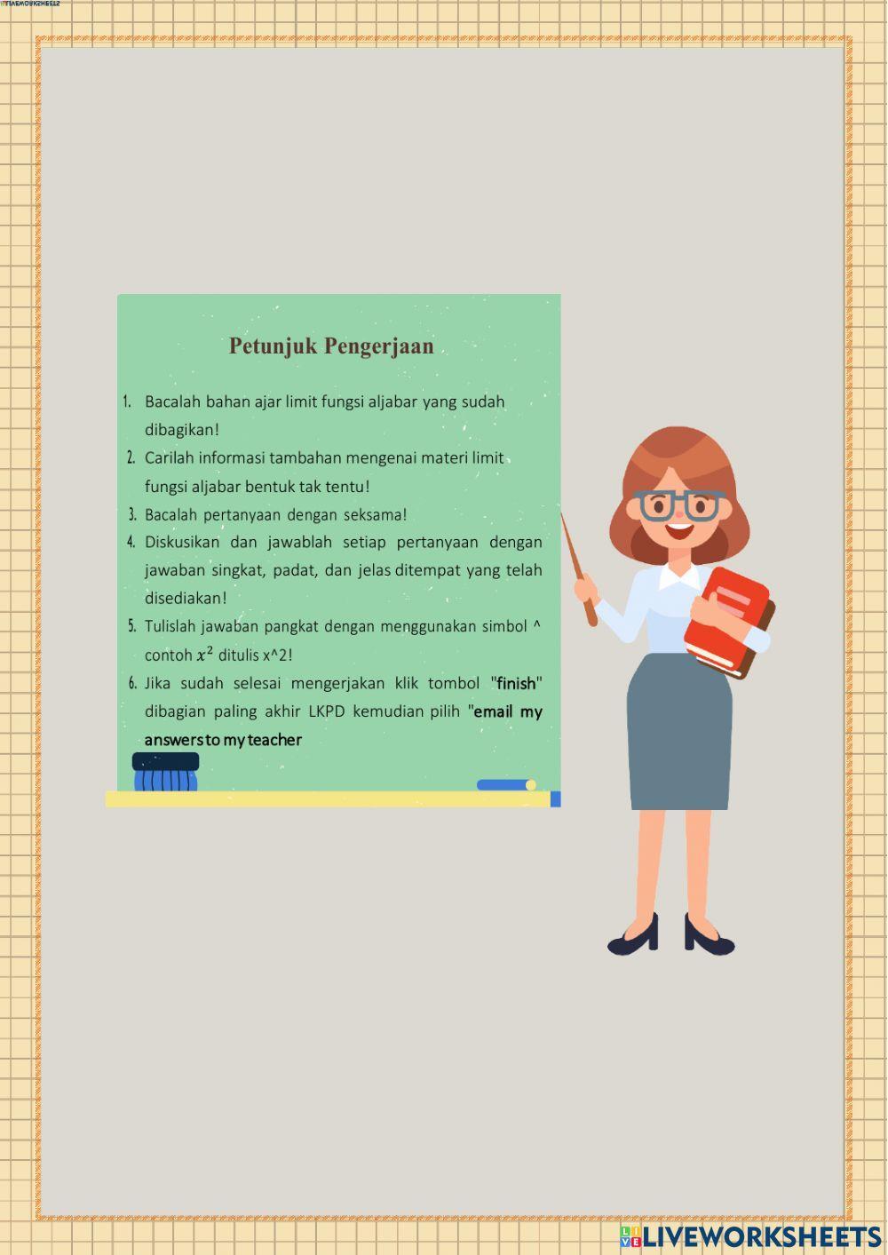 Limit Aljabar Bentuk Tak Tentu