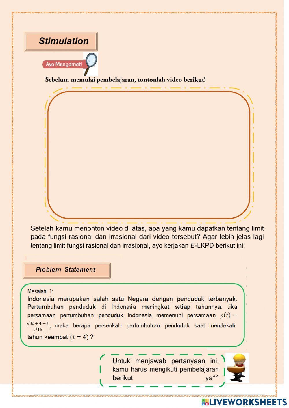 Limit Aljabar Bentuk Tak Tentu