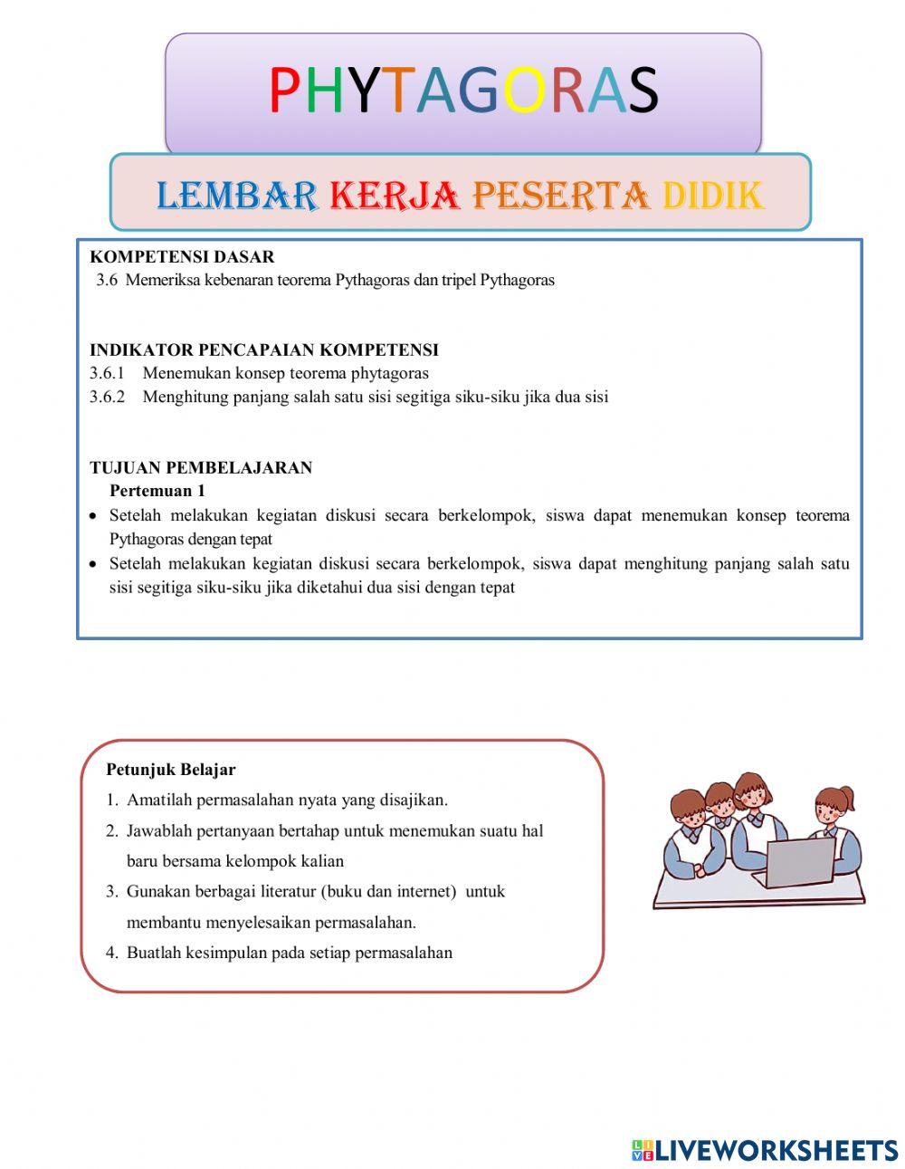 Menemukan teorema phytagoras dan menghitung salah satu panjang sisi jika diketahui panjang 2 sisi