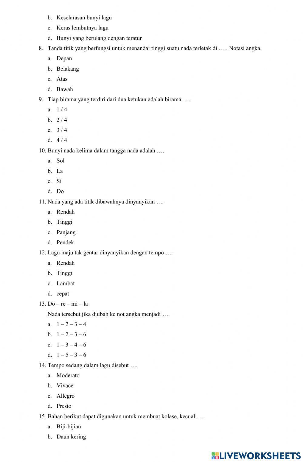 Soal PAS Ganjil SBdP 2022-2023
