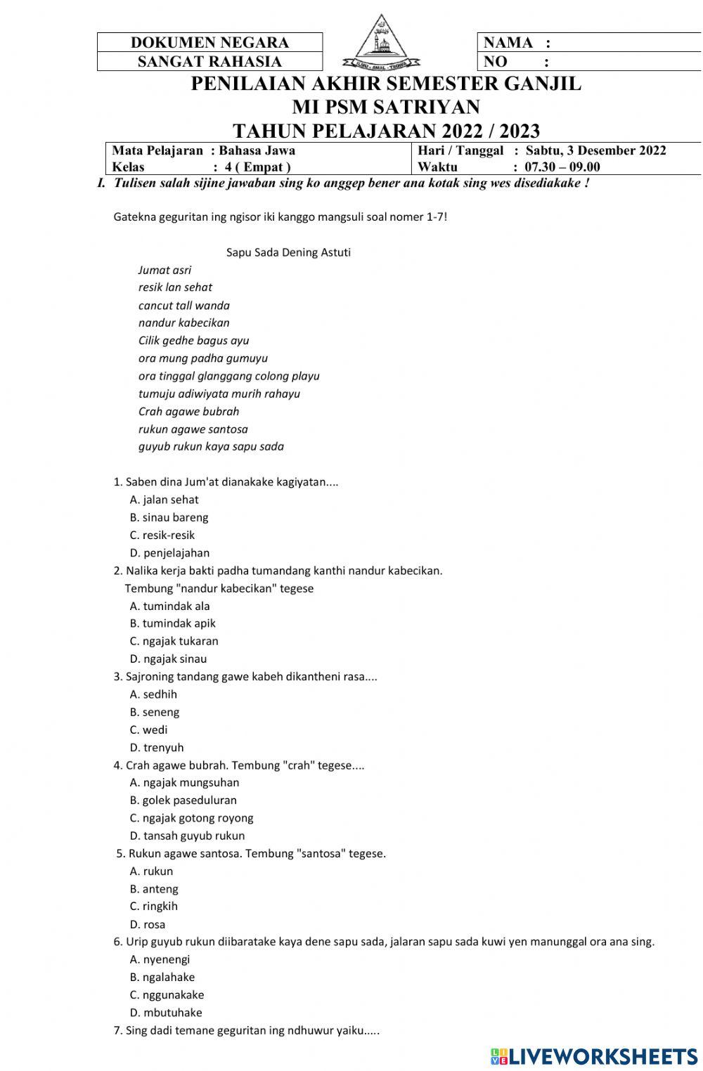 Pat  4 b jawa nopember 2022