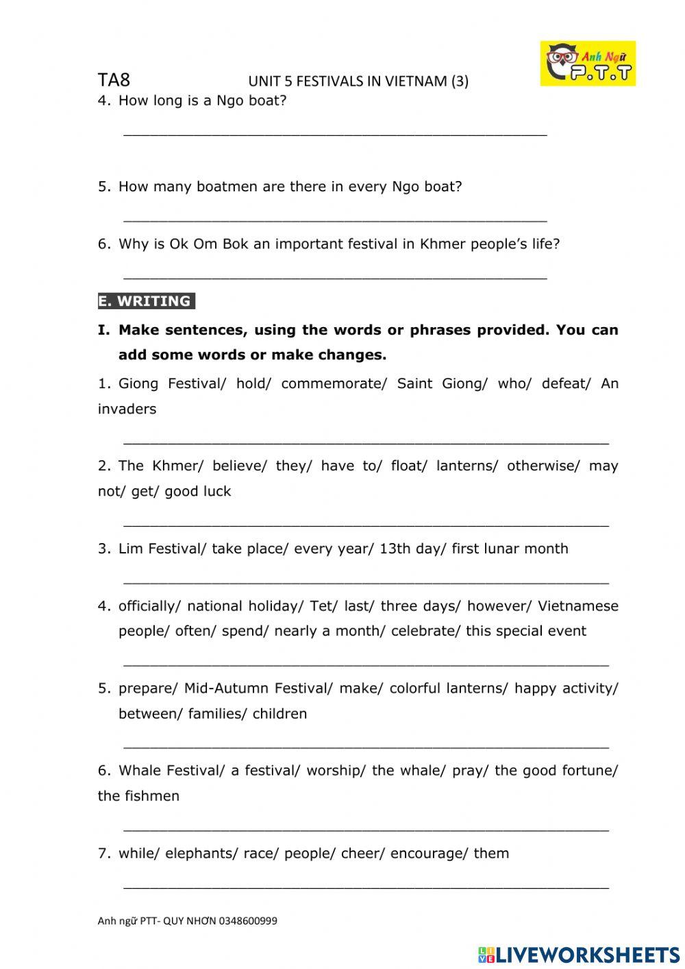 Ta8 unit 5- festivals in vietnam p3