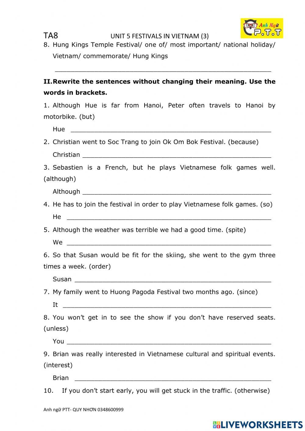 Ta8 unit 5- festivals in vietnam p3