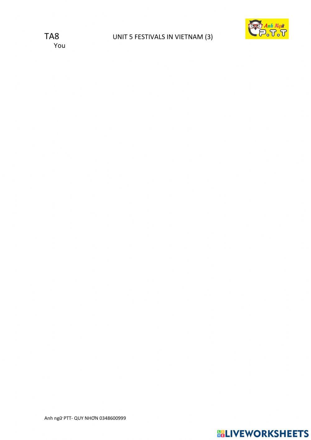 Ta8 unit 5- festivals in vietnam p3