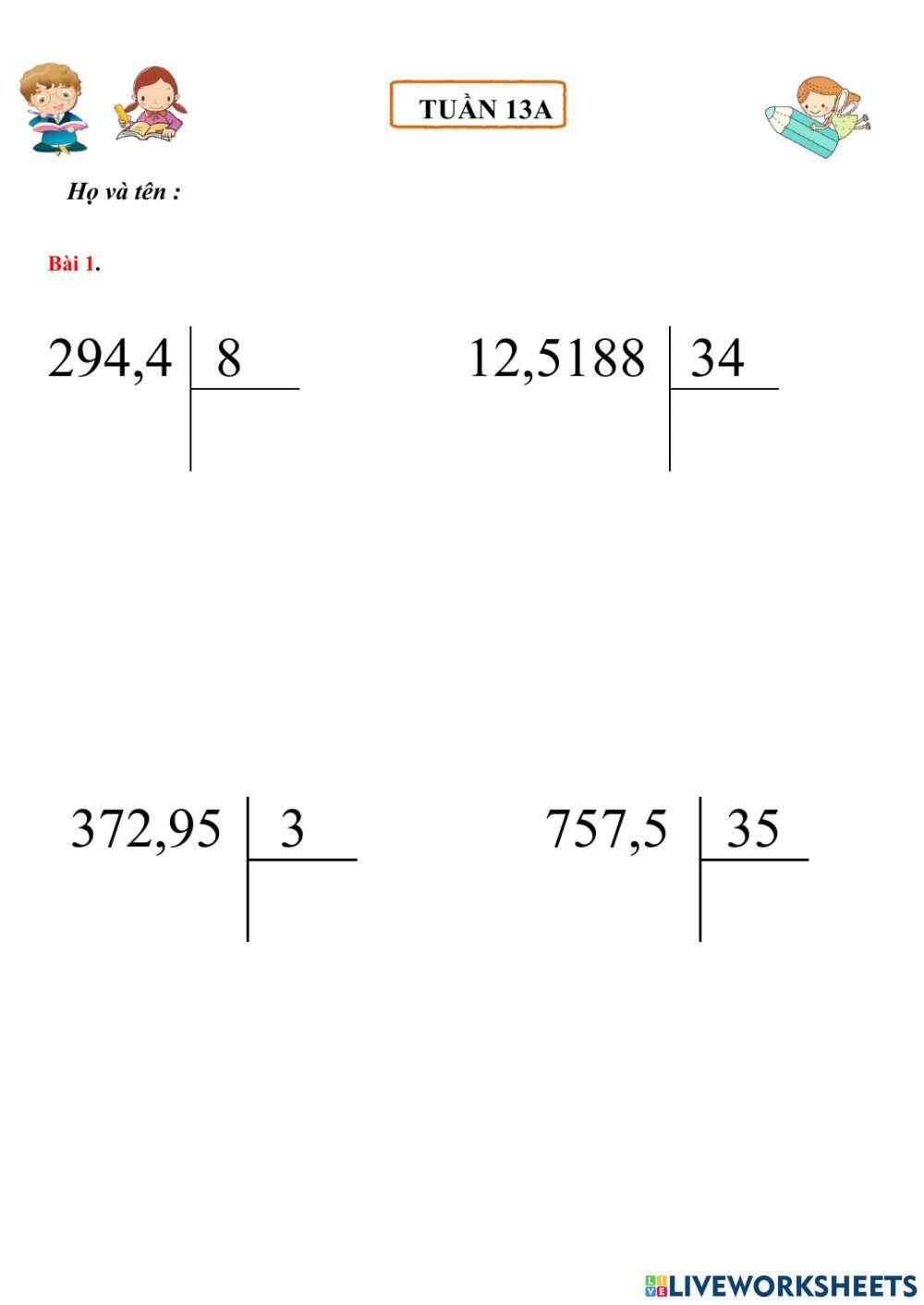 Tuần 13 - Chia số TP cho số TN