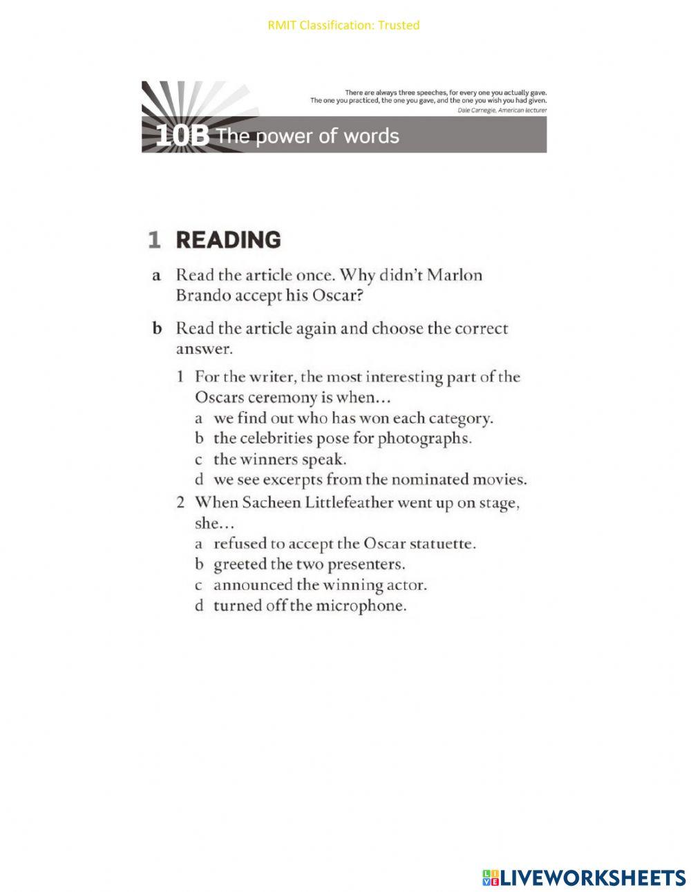 10B Upper intermediate worksheet Live Worksheets