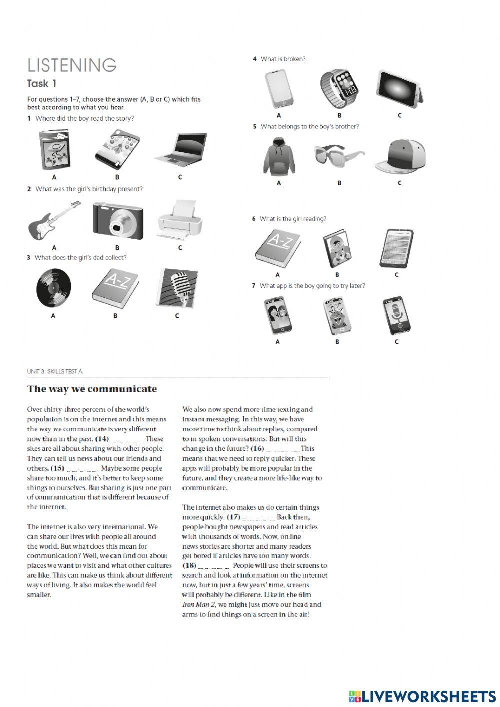 Gold Experience B1 TEST UNIT 3