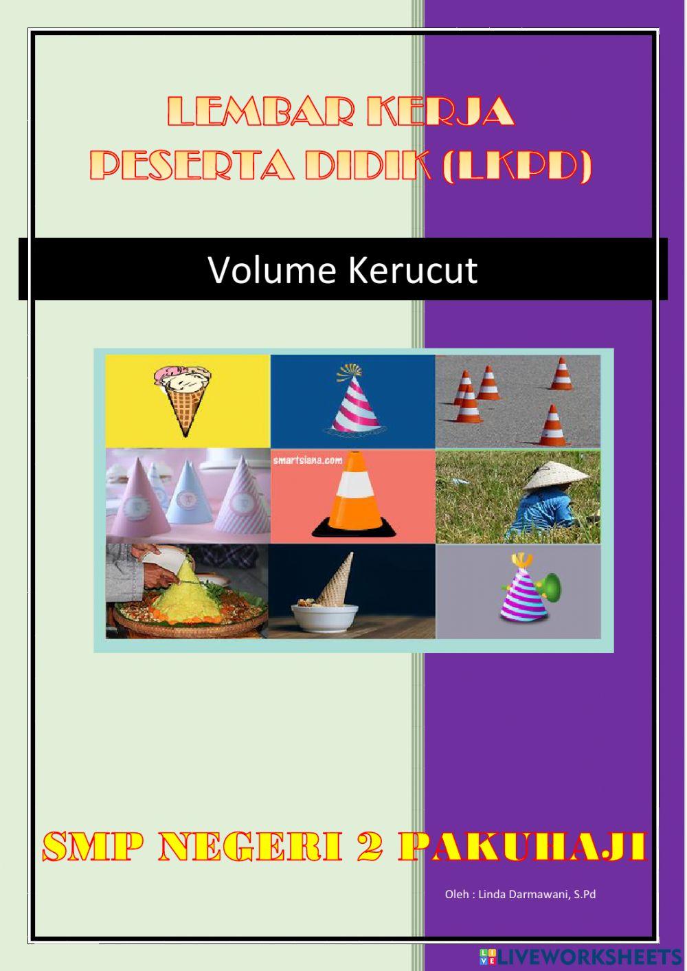 Volume kerucut 2230178 | lindar123 | Live Worksheets