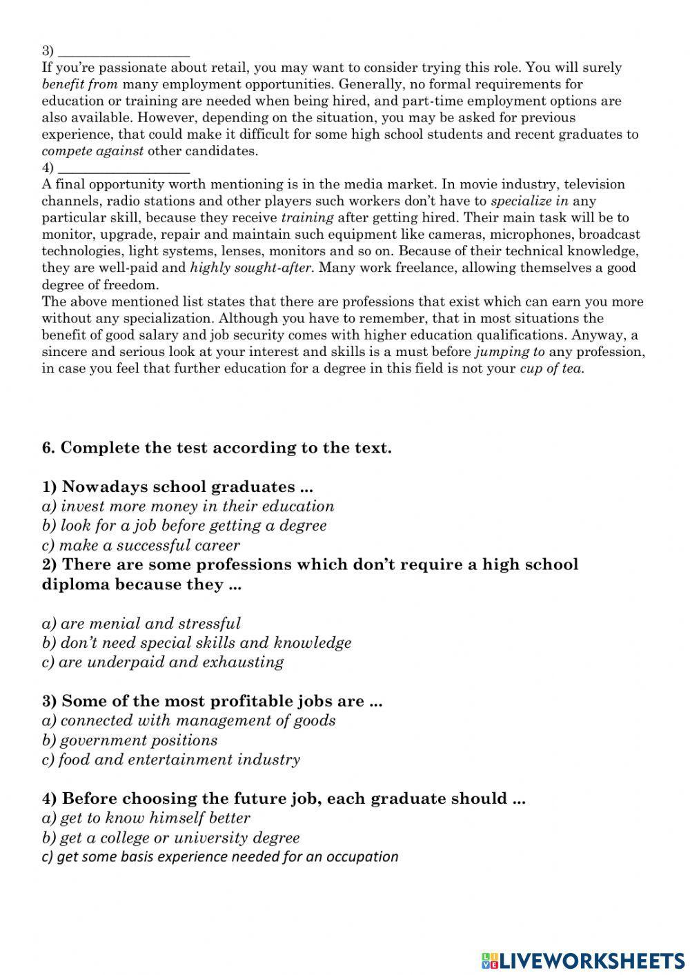 11 u1 l4 In the job market