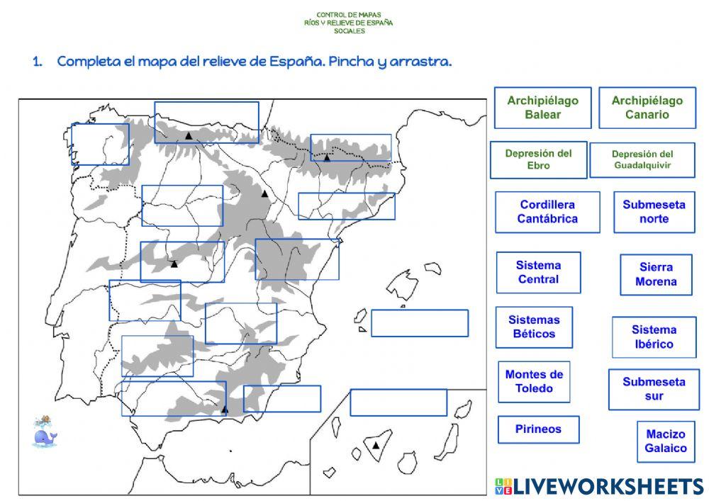 Mapa: ríos y relieve de España Mapa: ríos y relieve de España
