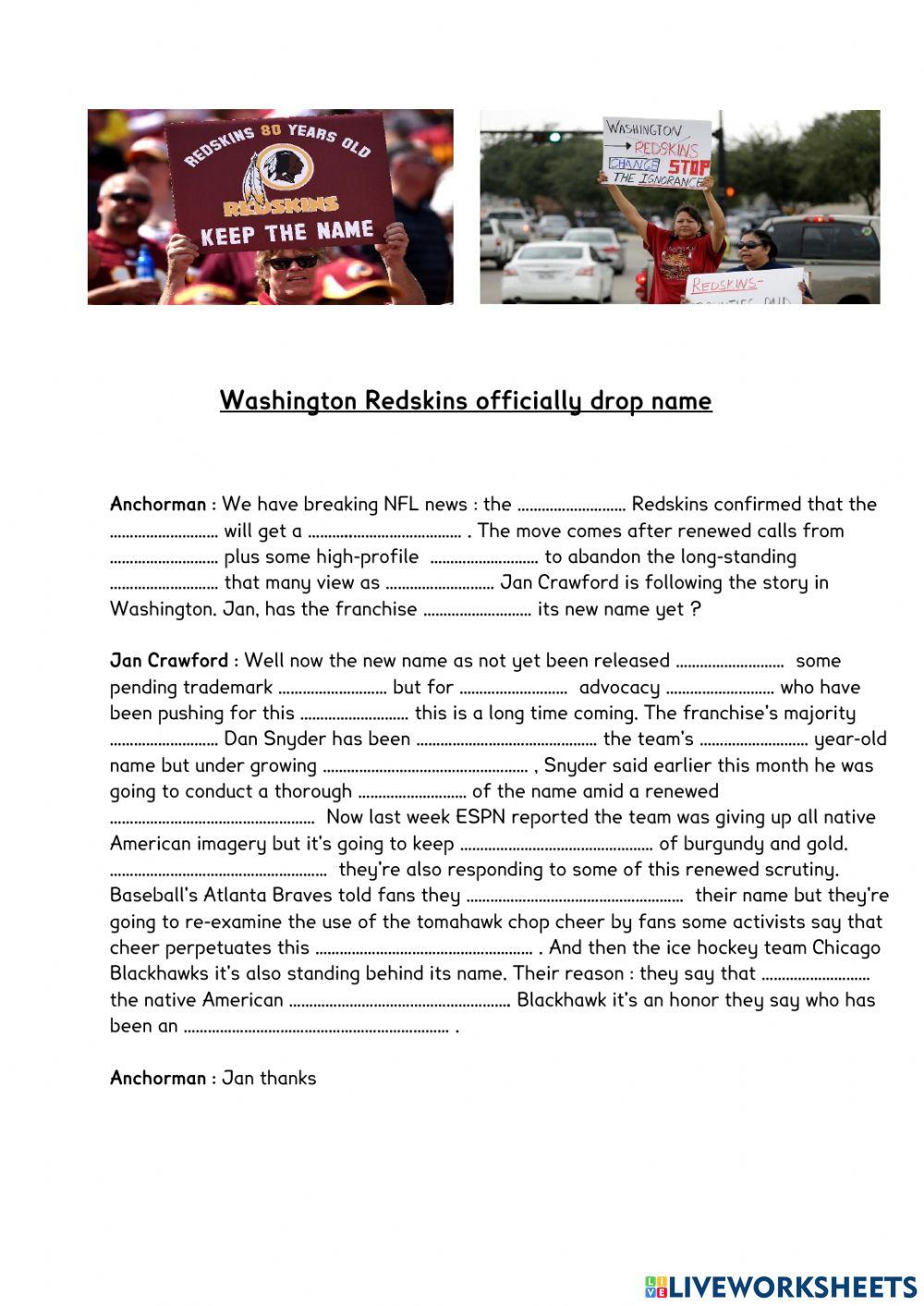 Washington Redskins officially drop name