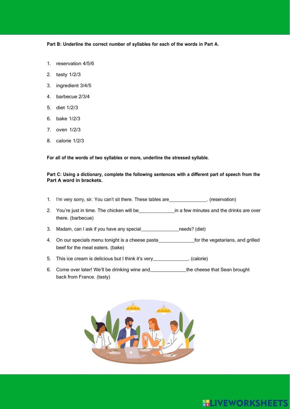 Eating out - a2 listening & vocabulary