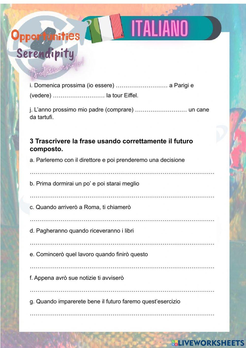 Progetto italiano, pratica finale