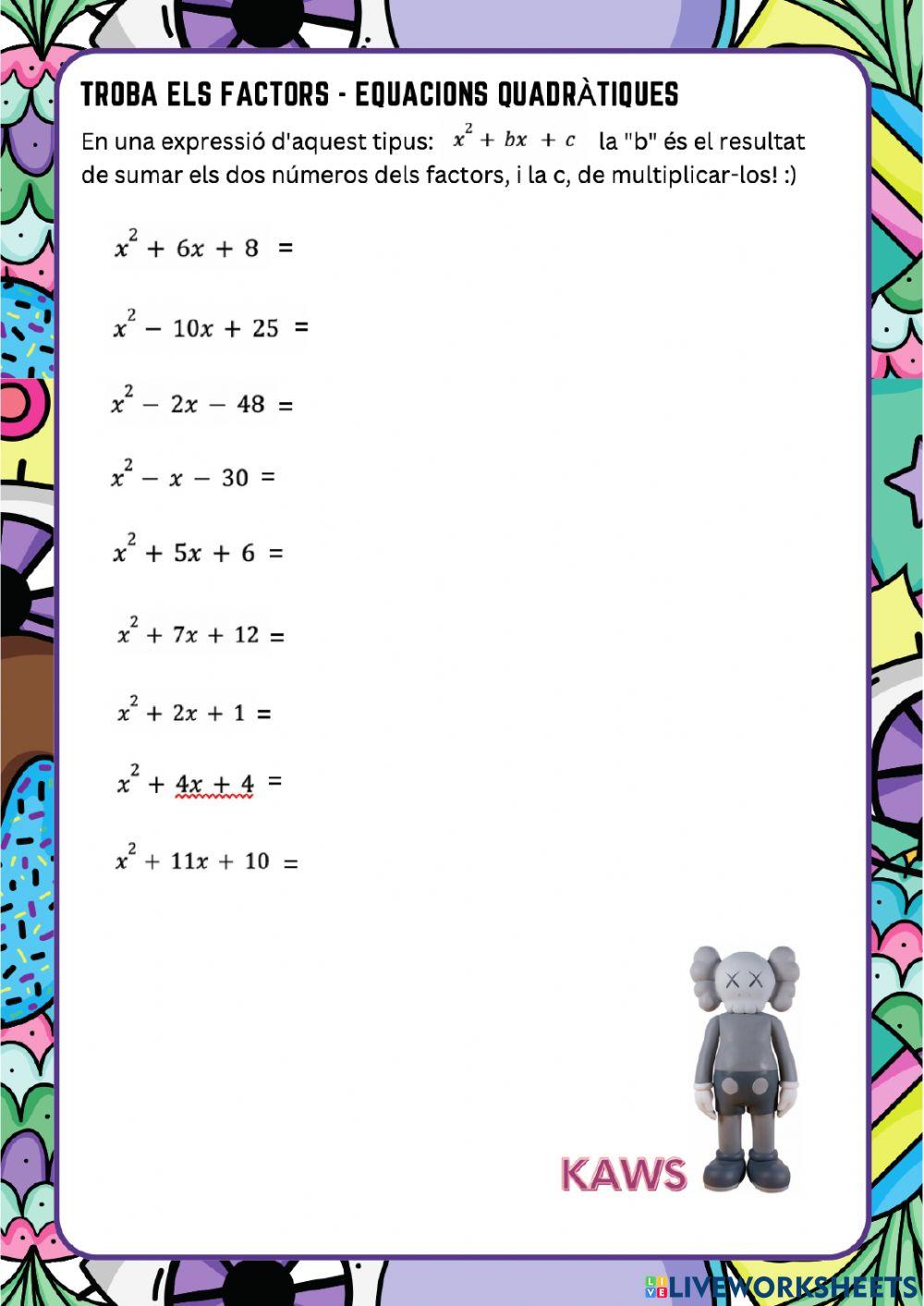 Factors d'una expressió quadràtica