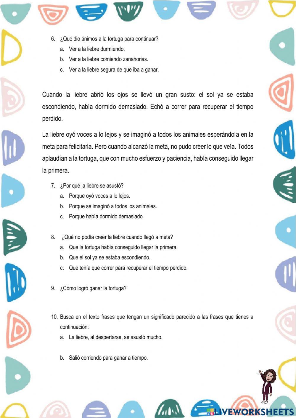 Prueba evaluación - la liebre y la tortuga