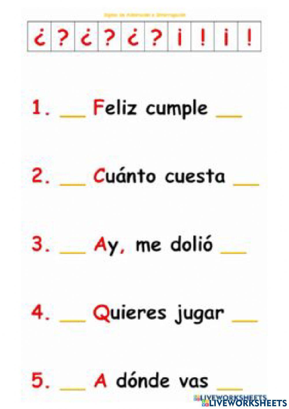 Signos de exclamación y admiración.