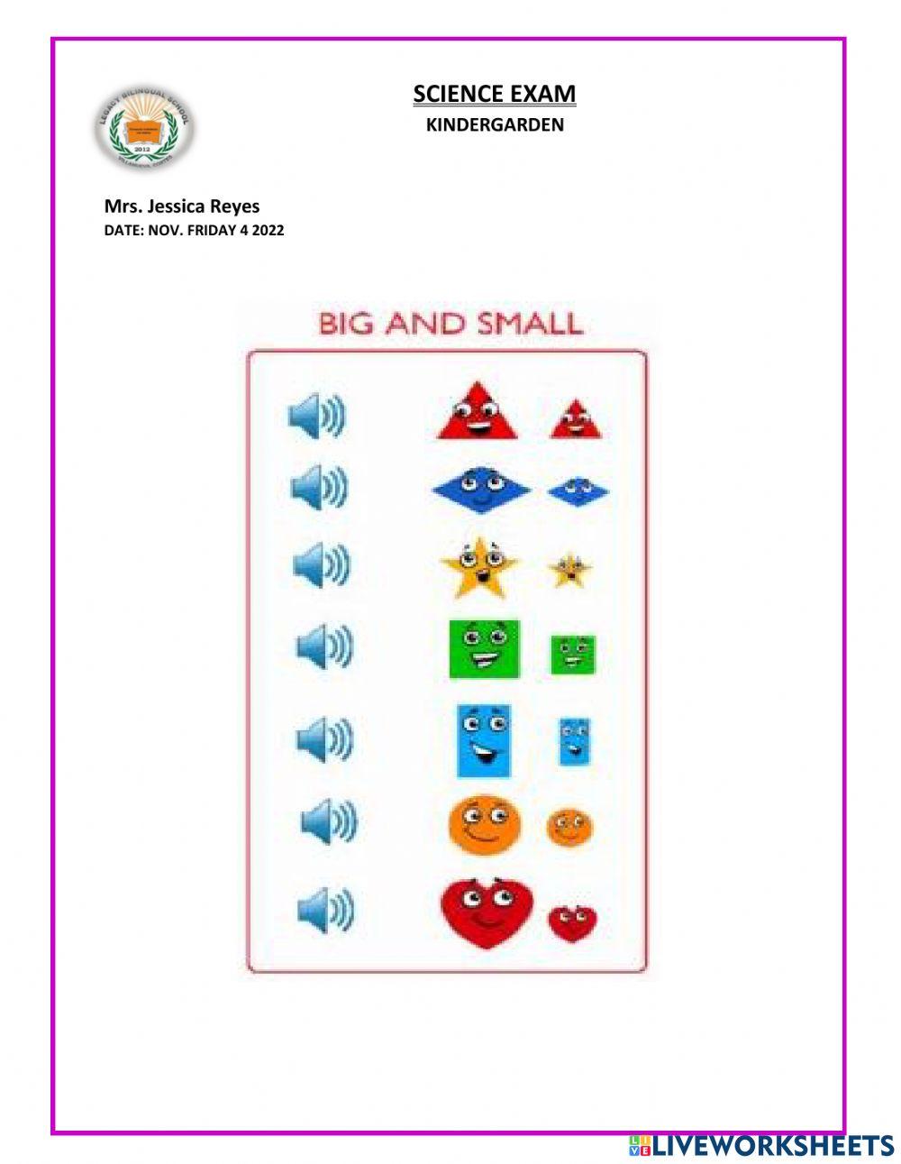 Big and small online exercise for preschool | Live Worksheets