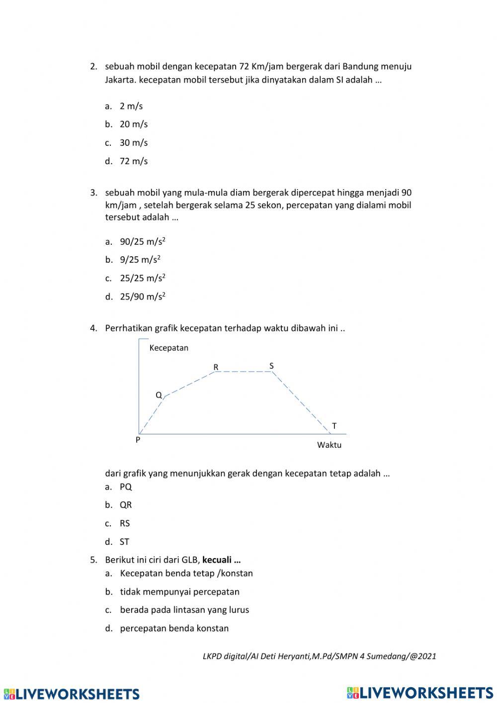 Latihan Soal Gerak Benda
