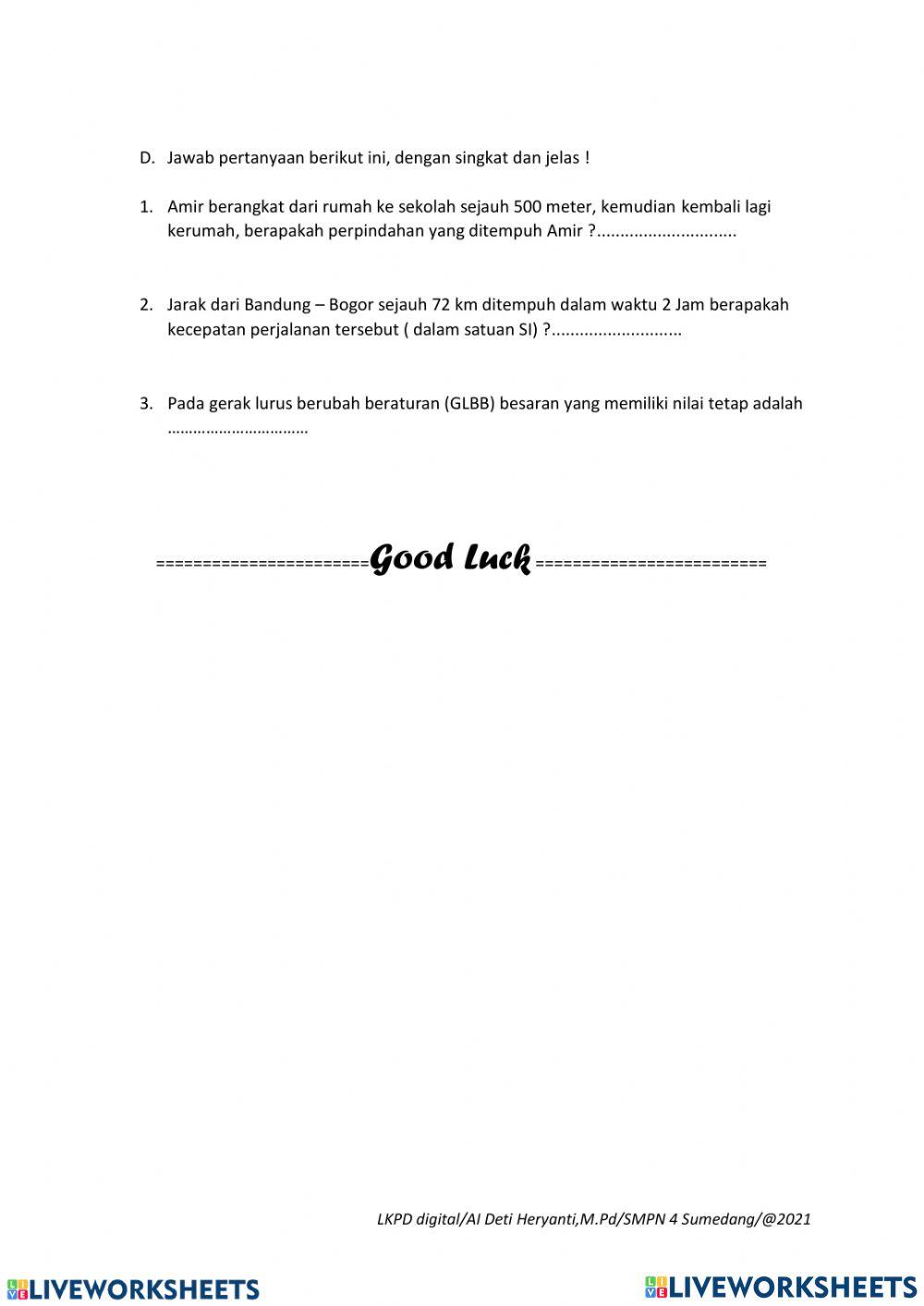 Latihan Soal Gerak Benda