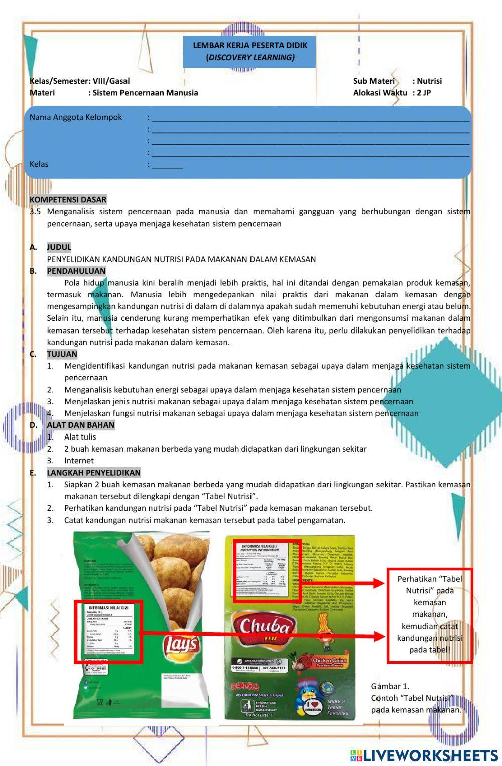 Lkpd penyelidikan nutrisi